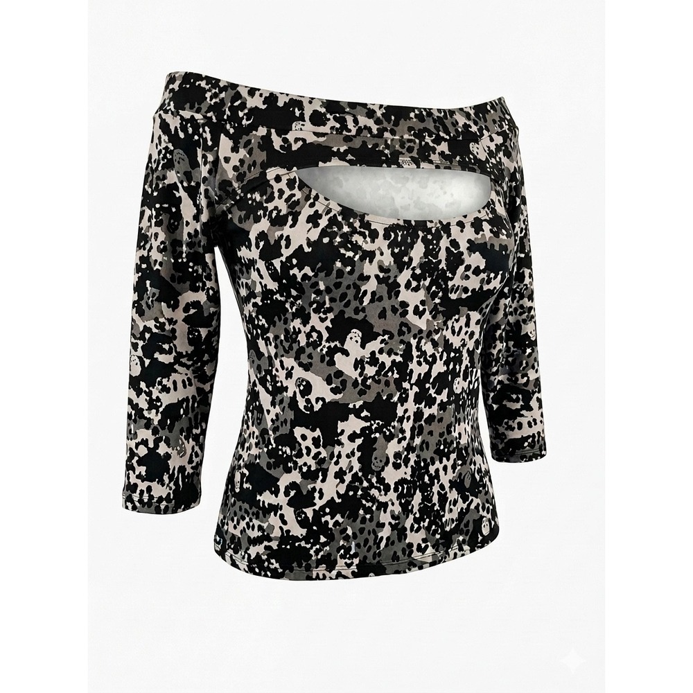 NWT Torrid LoveSick Top Womens 5X Black Grey Camo Skull Cold Shoulder Goth